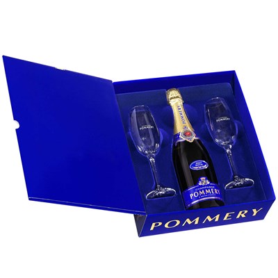Pommery Brut Royal Champagne Gift Pack With 2 Flutes 75cl